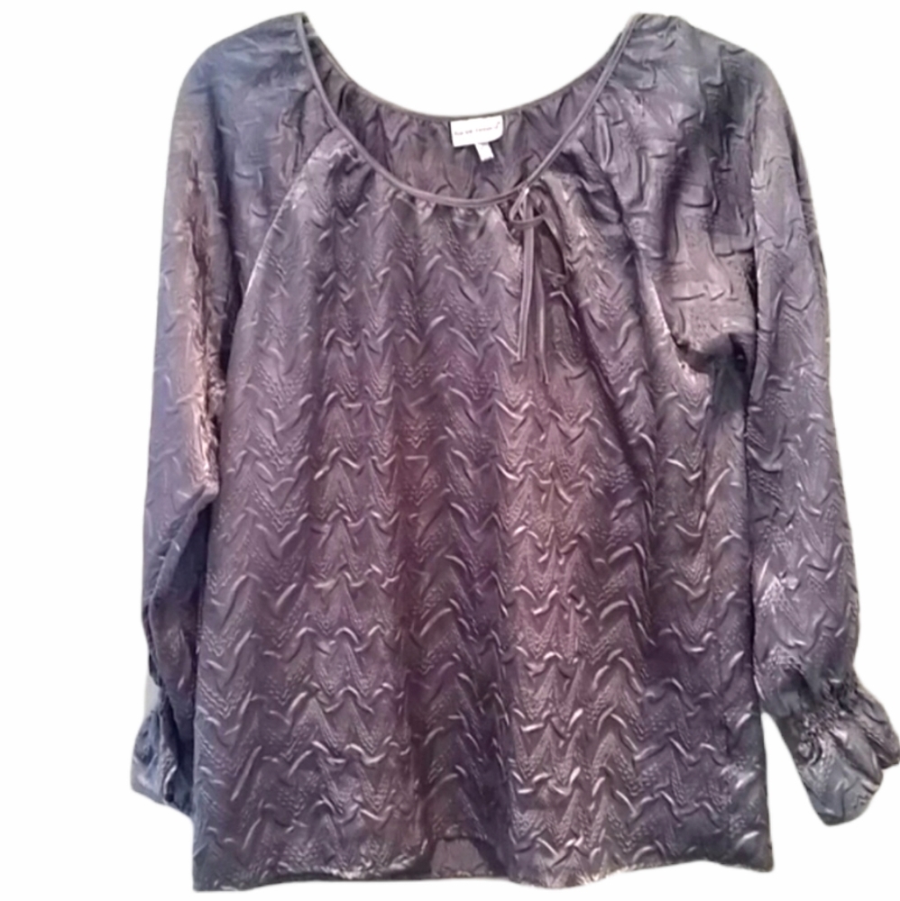 Harvé Bernard Embossed Pattern Boho Peasant Poets Blouse EUC sz XL